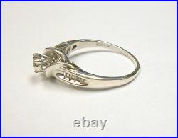 Ladies Sterling Silver Diamond Chip & Baguettes Swirl Ring Band Sz 9.25 Marked