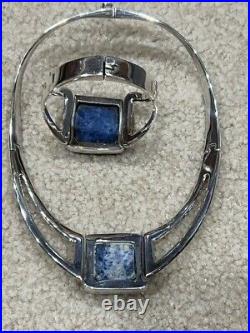Lapis Necklace, Bracelet and Earrings marked 925 Sterling in excellent condition