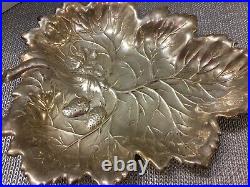 Large Antique Footed Sterling Silver Leaf Dish Marked W 10.71 OZ