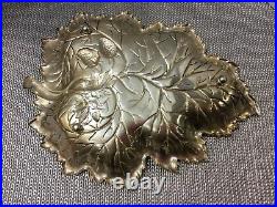 Large Antique Footed Sterling Silver Leaf Dish Marked W 10.71 OZ