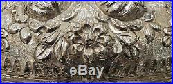 Large Antique Rococo Silver centerpiece Figural Cherubs Bowl marked 900