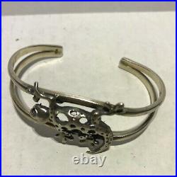 Large Hand Crafted Vintage Sterling Silver Gecko Cuff Bracelet Marked 925