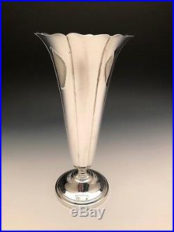 Large Sterling Silver Trumpet Vase 12.5 tall, Tuttle, LBJ mark