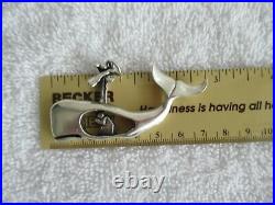 Large Sterling Silver Whale Pendant with Man Praying In Its Belly, Marked VTG