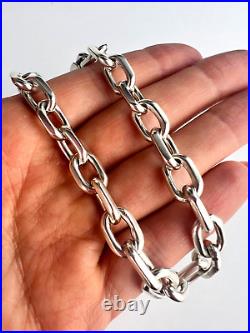 Large Vintage Sterling Silver 925 Men's Chain Bracelet Jewelry Marked 36 gr