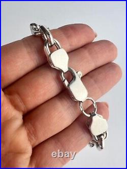 Large Vintage Sterling Silver 925 Men's Chain Bracelet Jewelry Marked 36 gr