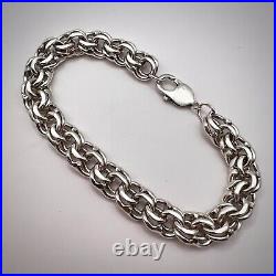 Large Vintage Sterling Silver 925 Men's Chain Bracelet Jewelry Marked 41.3 gr