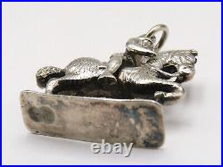 Large unusual silver pendant Horse and Rider possibly antique Dutch silver mark