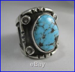 Legendary Navajo Artist Mark Chee Sterling Silver & Turquoise Ring Size 9