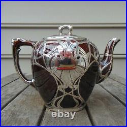 Lenox 3-Piece Porcelain Teapot Marked Sterling Silver Deposit 497 1920's