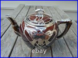 Lenox 3-Piece Porcelain Teapot Marked Sterling Silver Deposit 497 1920's