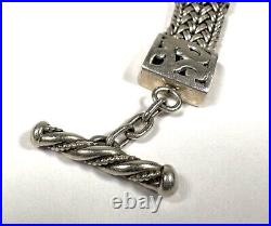 Lois Hill Chain Textile Weave Bracelet 7-1/4 Sterling Silver Marked Ex. Cond