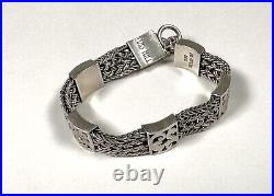 Lois Hill Chain Textile Weave Bracelet 7-1/4 Sterling Silver Marked Ex. Cond