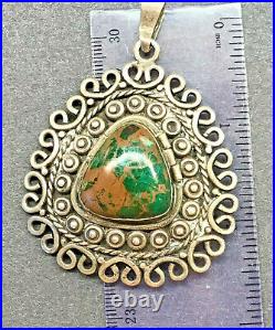 Los Ballesteros Taxco Sterling Silver 925 w Turquoise Poison Pendant Eagle Mark