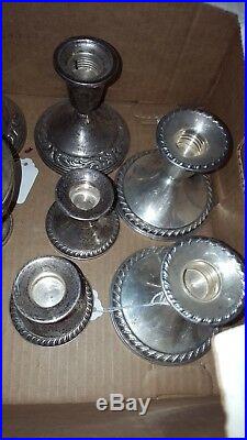 Lot Of 17 Sterling Silver, Some Marked Rogers, Candle Sticks, S & P