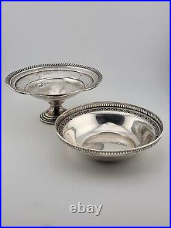 Lot Of 2 Antique Sterling Silver Bowls. Arrowsmith Weighted & Marked A9. 5.5 In