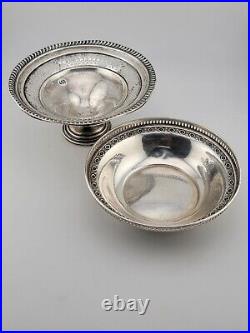 Lot Of 2 Antique Sterling Silver Bowls. Arrowsmith Weighted & Marked A9. 5.5 In