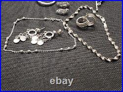 Lot Sterling Silver Necklaces Pendants, Rings, Eairrings and Bracelets