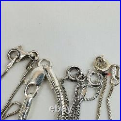 Lot Vintage Necklaces MARKED 925 STERLING SILVER Chains 159 Grams No Scrap Rope+