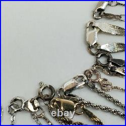 Lot Vintage Necklaces MARKED 925 STERLING SILVER Chains 159 Grams No Scrap Rope+