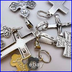 Lot of 21 Sterling Silver 925 Christian Religion Crosses Marked NOT Scrap 50 gr