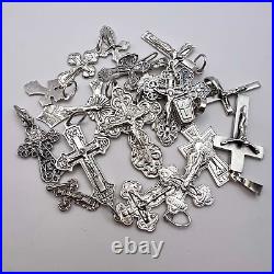 Lot of 21 Sterling Silver 925 Christian Religion Crosses Marked NOT Scrap 50 gr