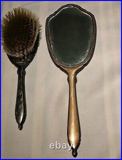 Lot of 4 ANTIQUE STERLING SILVER HAND MIRROR MARKED C W CO & RB Brushes F/ship