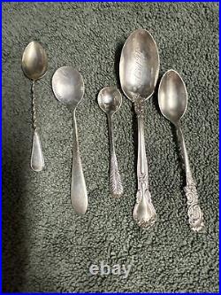 Lot of 5 Sterling Silver Teaspoons All marked Sterling 45 Grams Total