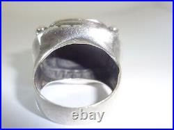 Lovely Sterling Silver Hammered Chunky Statement Ring with Side Columns Marked 925