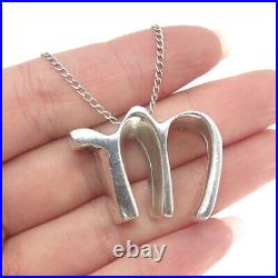 MARK XIV Sterling Silver Vintage Letter M Modernist Chain Necklace 24