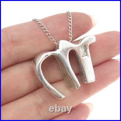 MARK XIV Sterling Silver Vintage Letter M Modernist Chain Necklace 24