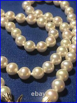Majorca (6mm) Pearl Necklace 18 Gold Vermeil (8mm) Pearl Pendant/Clasp marked