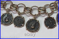 Marcello Fontana Marked 925 Ancient Coins Necklace Gold Tone Over Sterling 19