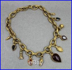 Mark Spirito Vermeil Sterling Heavy Link Necklace Carnelian & Faceted Stones