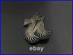 Mark Tawahongva Vintage Hopi Flying Eagle Sterling Silver Pendant Pin Brooch