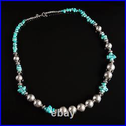 Mark Tracy Sterling Silver With Turquoise Nuggets Graduating Necklace Signed