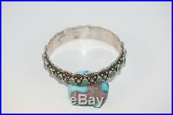 Mark Yazzie Navajo Bangle Bracelet, Royston Turquoise, Sterling Silver, Signed