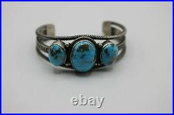 Mark Yazzie Navajo Cuff Bracelet, Morenci Turquoise, Sterling. Signed