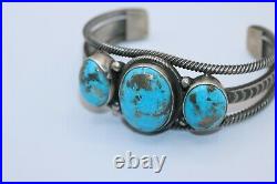 Mark Yazzie Navajo Cuff Bracelet, Morenci Turquoise, Sterling. Signed