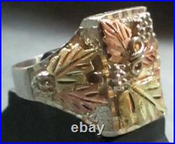 Marked 11.1 Grams Size 12 Sterling Silver & 10K Solid Gold Size 12 Men's Ring