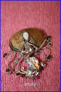 Marked © 79' A Sterling Silver Virgo Pendant Brooch with Ruby, Sapphire C