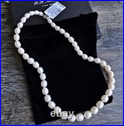 Marked 925 Sterling Silver 18 Baroque Cultured Pearl Necklace