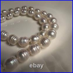 Marked 925 Sterling Silver 18 Baroque Cultured Pearl Necklace