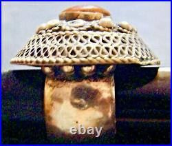 Marked 925 Sterling Silver Amber Afghanistan Kuchi Ring, Rare And Old