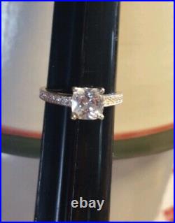 Marked 925 Sterling Silver Engagement Ring With Princess-cut Cubic Zirconia 7.5