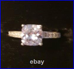 Marked 925 Sterling Silver Engagement Ring With Princess-cut Cubic Zirconia 7.5