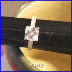 Marked 925 Sterling Silver Engagement Ring With Princess-cut Cubic Zirconia 7.5