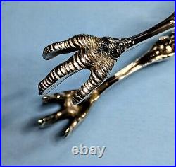 Marked ACC FRANCIS I Heavy Sterling Silver 6-3/4 Tongs Claw Ends