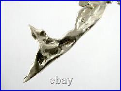 Marked Artisan Designer Sterling Silver Amethyst Mermaid Brooch Pin 13.3g