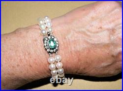 Marked Austro-Hungarian STERLING SILVER DOUBLE PEARL STRAND BRACELET Fancy Clasp